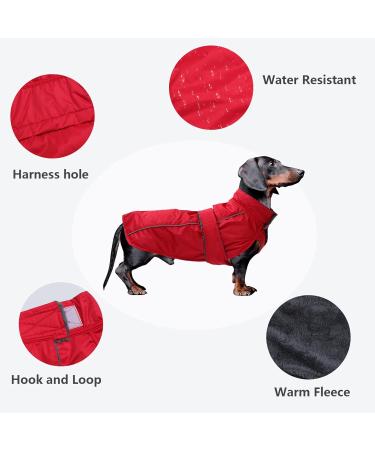 Minezi Roof Dog Raincoat - Waterproof Fleece Lined Reflective Adjustable Belt for Small & Medium Dogs - XS Red - Buy Online on GoSupps.com