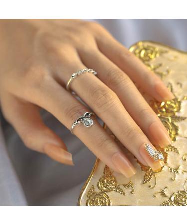 Sethexy Shiny Long Square Acrylic Nails - Gold Sparkling Fingernails for Women & Girls | 24 Complete Cover Tips - Buy Online on GoSupps.com
