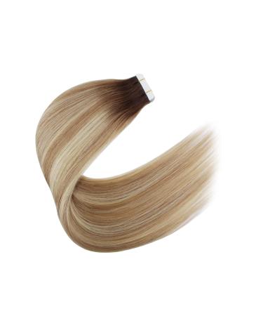 Buy Sixstarhair Tape In Hair Extensions - Real Hair 20 Pieces 50g Silky Smooth 55cm #3/8/613 Invisible and Rooted International Shipping Available - Buy Online on GoSupps.com