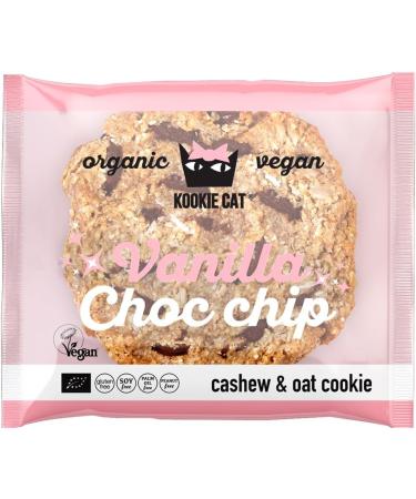 Kookie Cat Vanilla Choc Chip - Individually Wrapped Vegan Cookies Gluten Free Soy Free Bio and Organic Cashew & Oat - 12 x 50g - Buy Online on GoSupps.com