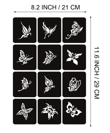Kotbs 6 Sheets Glitter Tattoo Stencils - 82pcs Butterfly Flower Animal Templates for Women, Boys, Girls - Henna Semi-Permanent Body Art Stencils - Buy Online on GoSupps.com