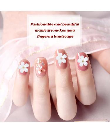 3D White Nail Flowers- 2 Set Acrylic Charms with Pearls, Caviar Beads, and Resin Decals for Women & Girls Nail Art - Buy Online on GoSupps.com