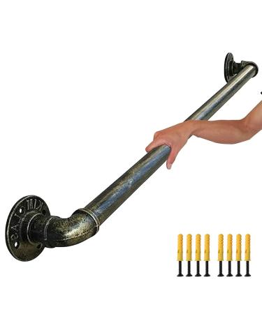Non-Slip Grab Bar Railing Bronze Metal Wrought Iron Round Pipe Handle 1ft-20ft Wall Handrail Indoor Outdoor Anti-Slip Stair Handrails Banisters (Size : 2ft/60cm)