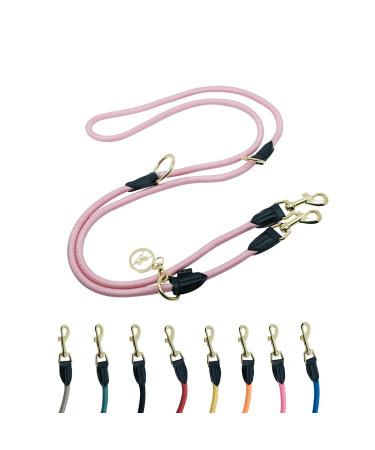 Dog leash 2m Velvetier adjustable for large and medium -sized dogs |Paracord F hrleine |Nylon double linen with 2 carabiners (rose (pink) 2.2 m x 1.1 cm) 2.2 m x 1.1 cm rose (pink)