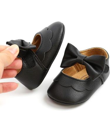 Baby Girls First Walking Shoes Mary Jane PU Leather Anti-Slip Princess Shoes 0-6 Months - Black - Buy Online on GoSupps.com