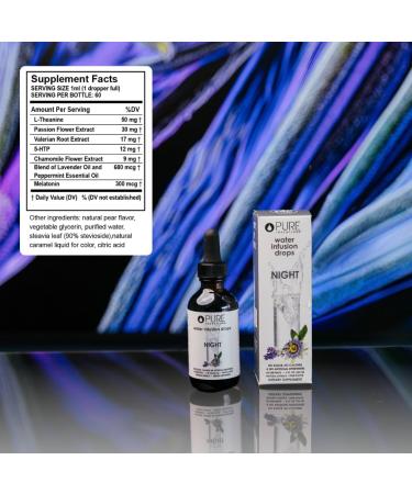 Pure Inventions Night - Pear Flavored Water Infusion Drops - No Sugar Calories or Artificial Sweeteners - 60 Servings - 2oz Night Time - Pear - Buy Online on GoSupps.com