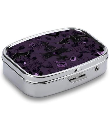Purple Black Goth Spooky Pill Box | Cute Square Portable Tablet & Vitamin Organizer for Purse - Buy Online on GoSupps.com