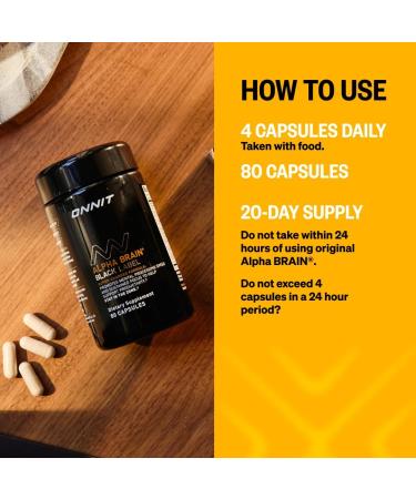 ONNIT Alpha Brain Black Label Capsules IGEN Non-GMO Tested Citicoline Brain Supplement for Concentration and Memory Lion s Mane Lutemax Lutein L Theanine and Mucuna Pruriens 80 Count - Buy Online on GoSupps.com