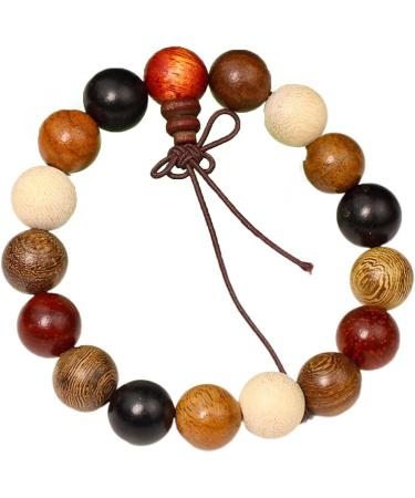 OralGos Colorful 12mm Sandalwood Wrist Chain - Elastic Buddhist Beads Jewelry for Meditation & Yoga | International Shipping - Buy Online on GoSupps.com