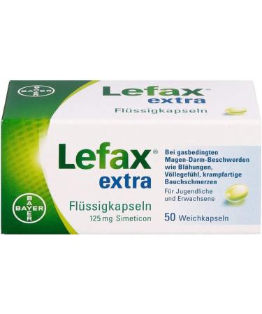 Lefax Extra Liquid Capsules for Flatulence & Gas Relief - 50 Easy-to-Swallow Capsules (1 Pack) - International Shipping Available - Buy Online on GoSupps.com