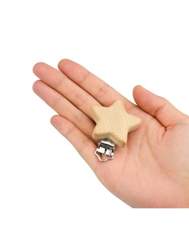 Gamital 6-Piece Pacifier Clip Set | Metal & Wood Infant Nipple Holders | Baby Pacifier Chains & Closures - Buy Online on GoSupps.com