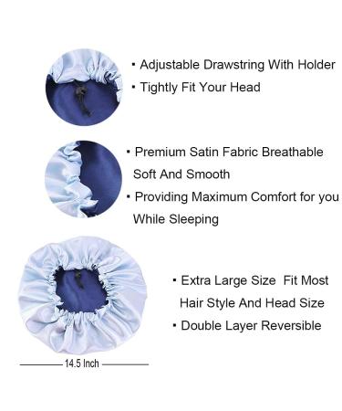 Buy Cospack Extra Large Adjustable Satin Sleeping Hood - Double Layer Turnable Silk Cap for Hair Care - Nany + L Blue - Buy Online on GoSupps.com