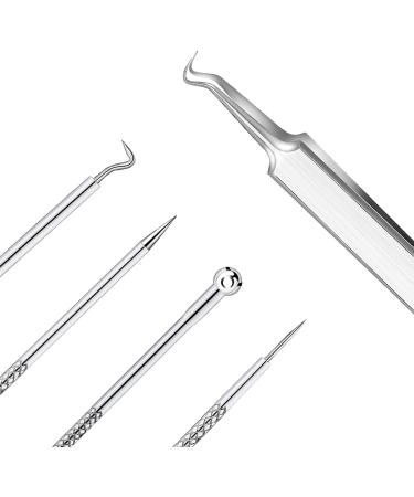 Smukdoo Blackhead Remover Tool Set - 5 Piece Curved Tweezer & Pimple Popper Kit - Buy Online on GoSupps.com