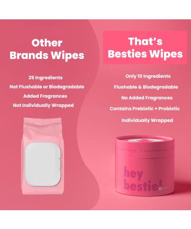 Besties Prebiotic Feminine Wipes | Flushable Biodegradable PH Balanced Hygiene Wipes for Sensitive Skin | Fragrance Paraben & Sulfate Free - 10 ct - Buy Online on GoSupps.com