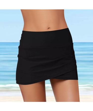 Women's High Waist Bathing Shorts - Sexy V-Slit Wrap Skirt Bikini Cover-Up | Black XXL Swimwear - Buy Online on GoSupps.com