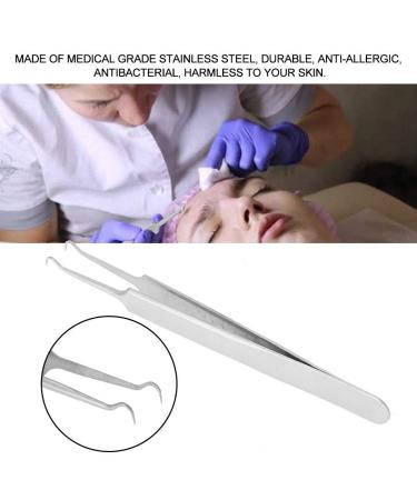Blackhead Tweezers - Curved Stainless Steel Pimple Extractor & Facial Care Tool for Clear Skin - Buy Online on GoSupps.com