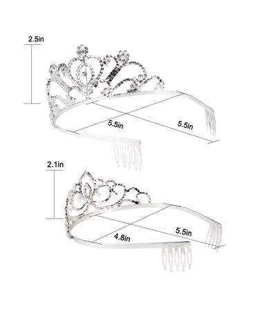 Exacoo Pack of 2 Rhinestone Tiara Crown Headband Comb Pin Set - Wedding Bridal Birthday Tiaras - Buy Online on GoSupps.com
