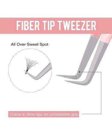 Fiber Tip Lash Tweezers - Professional 90 Degree Precision Tool Set for Eyelash Extensions | Pink Tweezers for Lash Suppliers - Buy Online on GoSupps.com