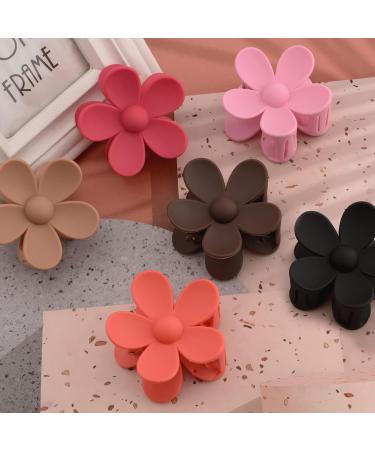 6 Pack Large Flower Hair Claw Clips for Women - 3 Inch Matte Clips - Strong Hold Jaw Clip for Thin, Thick, Curly Hair - 90's Vintage Style - Buy Online on GoSupps.com