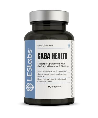 LES Labs GABA Health Calm Mind & Relaxation Stress Relief Neurotransmitter Support & Deep Sleep GABA Taurine Passionflower Skullcap L-Theanine & Magnesium Non-GMO Supplement 90 Capsules