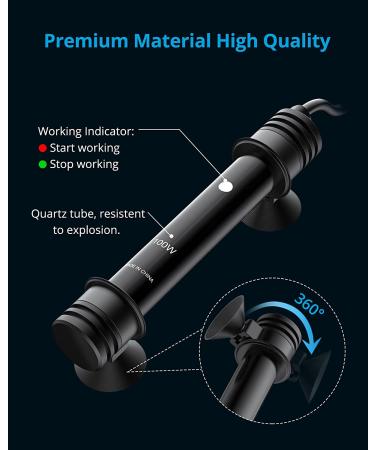 NICREW 100W Aquarium Heater with Adjustable Temperature Controller - Submersible Thermostat for Saltwater and Freshwater Fish Tanks - Buy Online on GoSupps.com