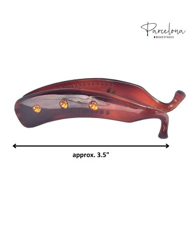 Parcelona French Lock Crystal Celluloid Brown Shell Medium Ponytail Holder Hair Clip - Buy Online on GoSupps.com