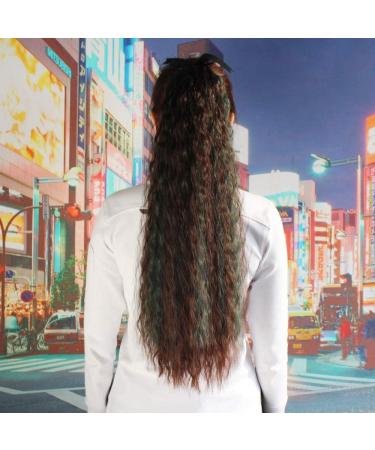Horsetail Wig for Women | Long Curly Clip-On Ponytail | Fluffy Highlights in Black & Arctic Green | Perfect for Any Occasion - Buy Online on GoSupps.com