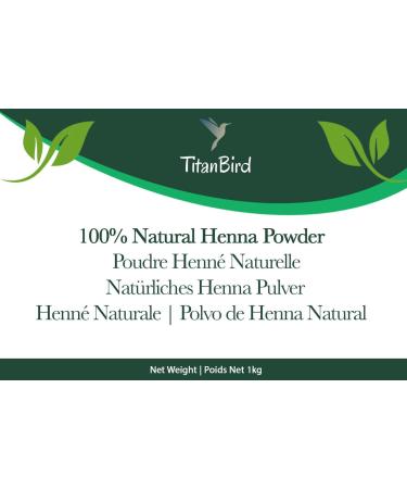 Titanbird 1kg Henna Powder Natural - Pretty Copper Red Highlight - Hair Coloring - Origin: Atlas Mountains - 100% Natural Pure and Without Additives | Premium Quality Fine Powder - Buy Online on GoSupps.com