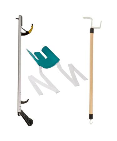 Sammons Preston Assistive Device Kit 4, Includes 26" SPR Reacher, Flexible Sock Aid & 26" Dressing Stick, Adaptive Dressing & Independent Daily Living Aid for Those with Limited Reaching Ability