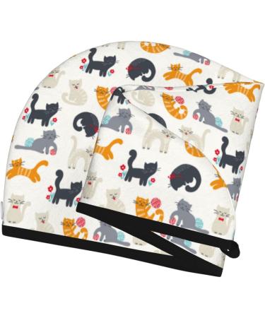 Cute Cats Microfiber Hair Towel - Soft Super Absorbent Wrap for Women | Quick Dry Coral Velvet for Long Curly & Thick Hair - Buy Online on GoSupps.com