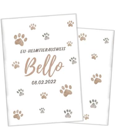Wilhelm Fell case for the EU pet ID card for animals I personalized with names or date of birth i personal gift idea for pet owners I protective cover pet (paw beige) EU pod