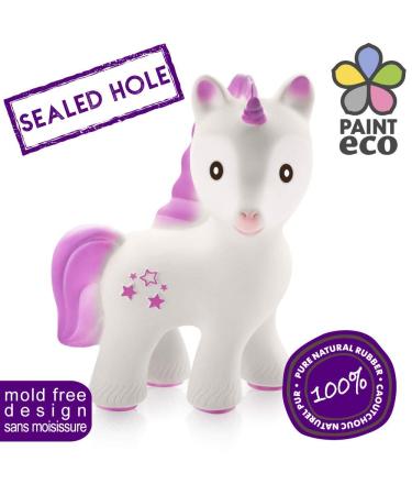 CaaOcho Mira the Unicorn Baby Teething Toy - BPA Free Natural Rubber Molar Teether for Babies - Lavender - Perfect Registry Baby Shower Gift - Buy Online on GoSupps.com