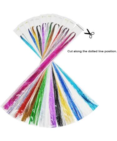 Hair Tinsel Strands Kit with Tool 47 Inch 2400 Strands Colorful Sparkling Shiny Hair Tinsel Extensions Festival Hair Accessories (12 Colors) - Buy Online on GoSupps.com