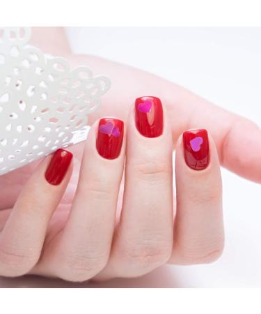 Minkissy Heart Nail Art Glitter - 2 Boxes Holographic Sequin 3D Nail Decorations for Valentine's Day - Perfect for Women & Girls - Buy Online on GoSupps.com