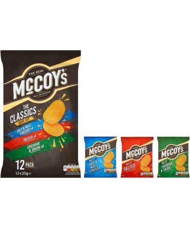 Mccoy's Classic Variety Potato Crisps Snack Box | Salt & Malt Vinegar Salted Flavour Cheddar & Onion | 48 X 25G Boxed Treatz - Buy Online on GoSupps.com