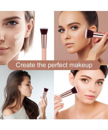 AOOWU Foundation Brush Premium Makeup Brush for Liquid Makeup Flat Top Foundation Brush Concealer Brush Multifunctional Face Brush for Liquid Cream Blending Buffing Powder Cosmetics 1 pcs - Pink gold - Buy Online on GoSupps.com