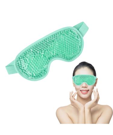 Cooling Eye Mask Hot Cold Eye Mask with Gel Bead Reusable Gel Eye Mask for Puffy Eyes Dark Circles Bags Dry Eyes Migraine Relief Headache Stress Relief Insomnia Sinus Pain (Green)