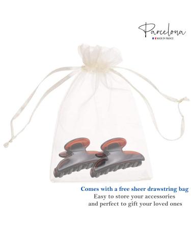 Parcelona French Glossy Oval Small Celluloid Hair Claw Set | No Slip Grip | Made in France | Tortoise Shell Brown - Buy Online on GoSupps.com