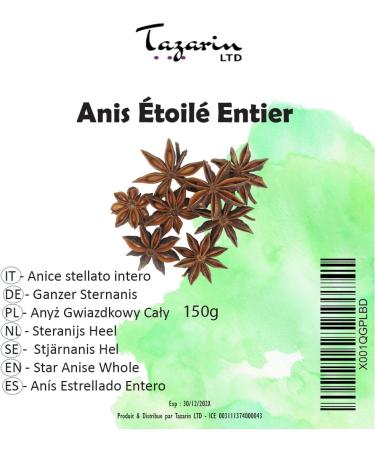  Tazarin LTD 150g Whole Star Anise - Intense Aroma & Flavor - Infusion Tea and Homemade Recipes - Premium Selection - Illicium Verum - 100% Natural | Superior Quality - TazainLTD - Buy Online on GoSupps.com