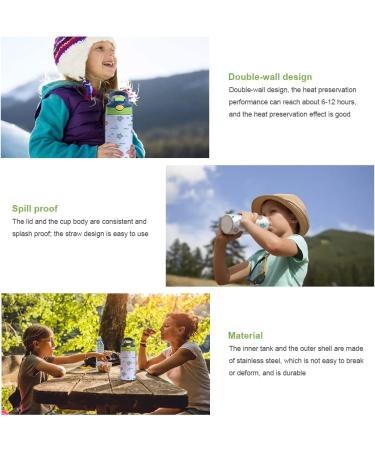 350ML Sublimation Sippy Cup with Double-Wall Insulation and Cleaning Brushes - Children's Stainless Steel Spill-Proof Tumbler (Blue-Green) - Buy Online on GoSupps.com