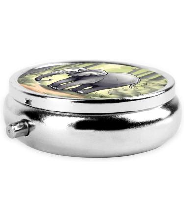 Walking Elephant Round Pill Box - 3 Compartment Portable Travel Organizer for International Shipping - Buy Online on GoSupps.com