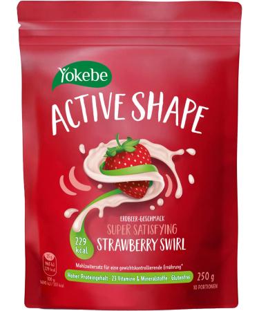 Yokebe powder Active Shape Strawberry Swirl - Molar set for a weight -controlling diet - diet drink with high protein content and strawberry taste - 250 g 10 portions gluten free