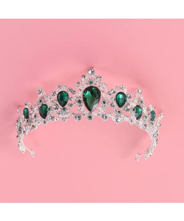 Lurrose Baroque Crystal Tiara - Vintage Rhinestone Wedding Crown Headpiece for Brides | Red Silver Green Hair Accessories - Buy Online on GoSupps.com