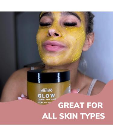 Minimo Glow Turmeric Face Scrub (Citrus Peach) - Infused with Turmeric Manuka Honey & Cinnamon - 5 FL OZ for All Skin Types - Enhance Your Glow - Buy Online on GoSupps.com