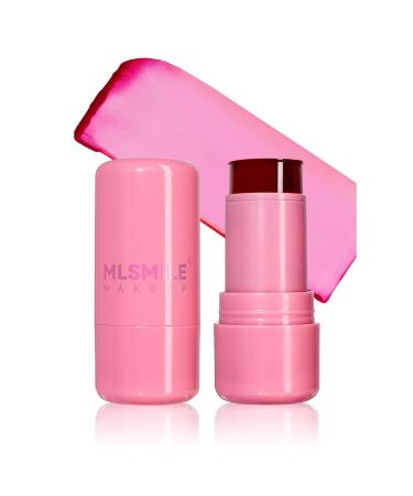 Multi-Use Jelly Tint Milk Jelly Blush Stick Cooling Water Jelly Tint Sheer Cheek and Lip Stain Jelly Glossy Lip Gloss Watercolor 1 000+ Swipes Makeup Tint Stick (Shocking Pink)