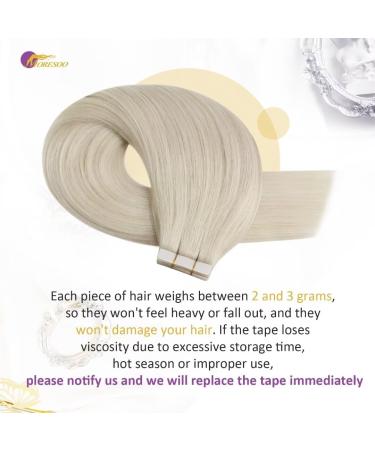 Moresoo Invisible Tape In Extensions - Real Hair Platinum Blonde #60 35cm - 10 Pieces 20g Remy Hair - Buy Online on GoSupps.com