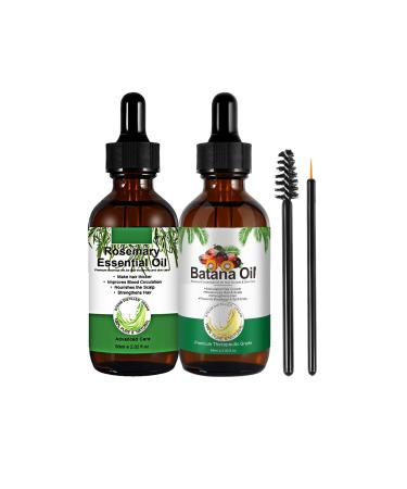 Batana Oil for Hair Growth Hair Care Set with Rosemary Hair Oil & Natural Batana Oil Pure Batana Oil for Healthier Thicker Fuller Hair Prevents Hair Loss & Increases Shine