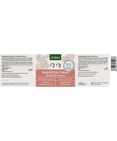 AniForte MultiVETAL Multivitamin Powder for Dogs Cats 100g - Vitamins minerals and natural nutrients for an optimal intake support of natural defenses - Buy Online on GoSupps.com