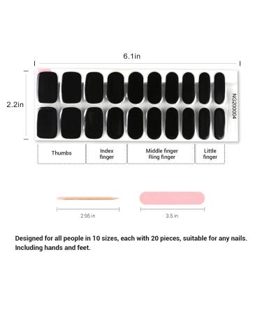 Shop Semi Cured Gel Nail Strips - 20pcs Pure Black Polish Stickers Long Lasting & UV Compatible | International Shipping Available - Buy Online on GoSupps.com