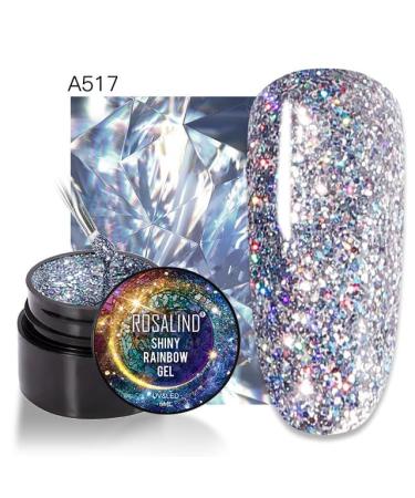 Rosalind 5ml Shiny Gel Nail Polish Painting Nail Art Vernis Semi Permanent Diamond Glitter Polish UV Nail Gel Top Coat Manicure - (Color: A517)